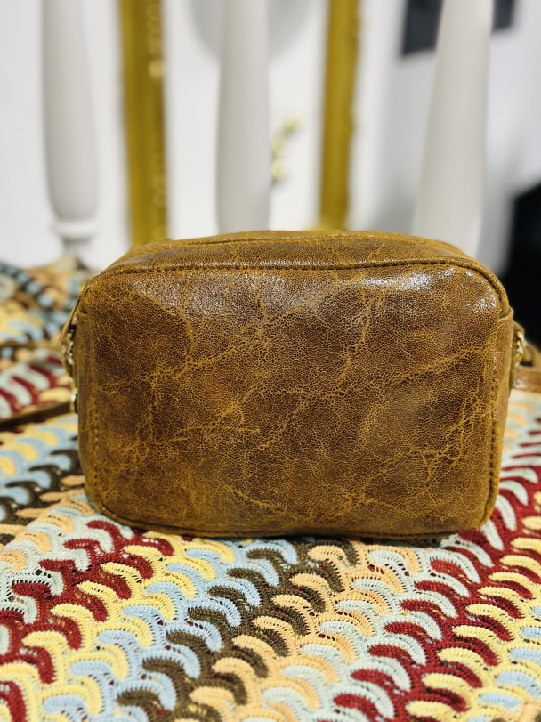 BOLSO PIEL EFECTO MÁRMOL BROWN 20X15 CM