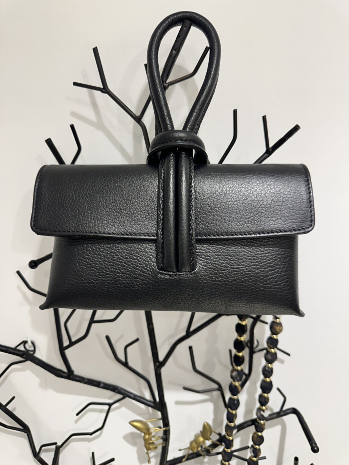BOLSO PIEL LAZO NEGRO