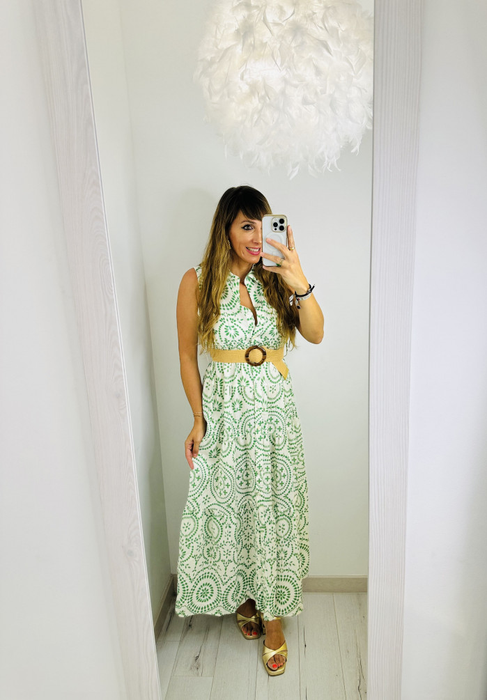 VESTIDO VERDE CINTO