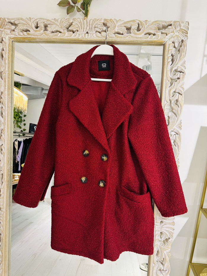 ABRIGO RIZADO GRANATE