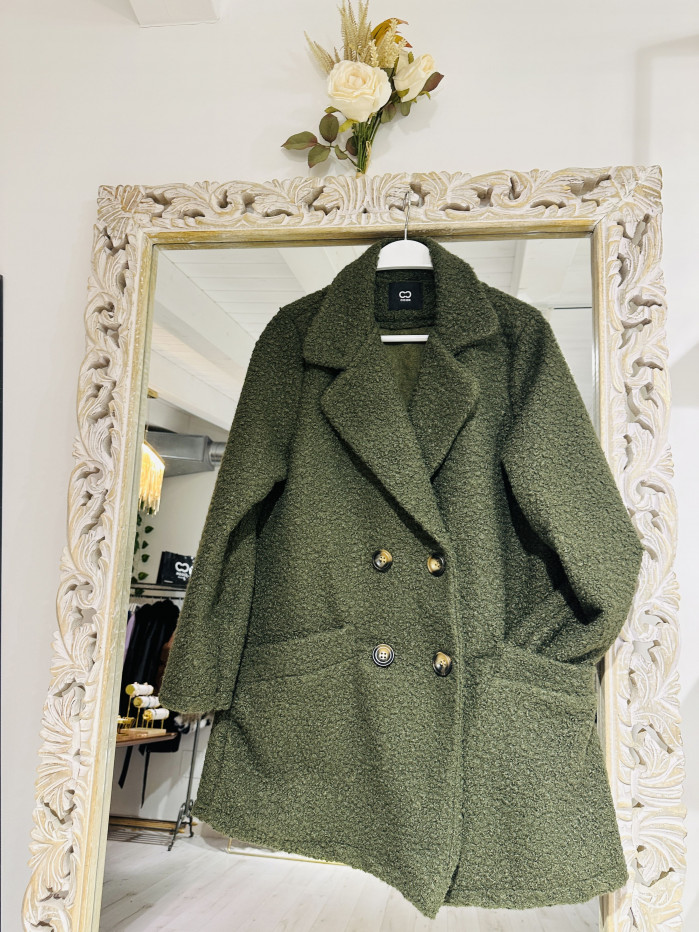 ABRIGO RIZADO VERDE KAKI