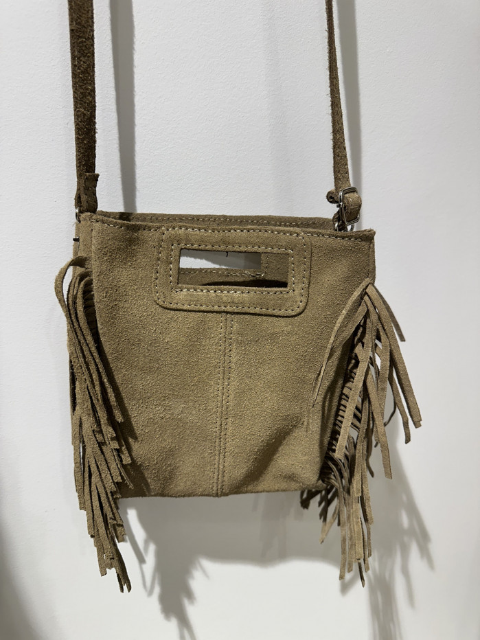 BOLSO PIEL FLECOS TAUPE