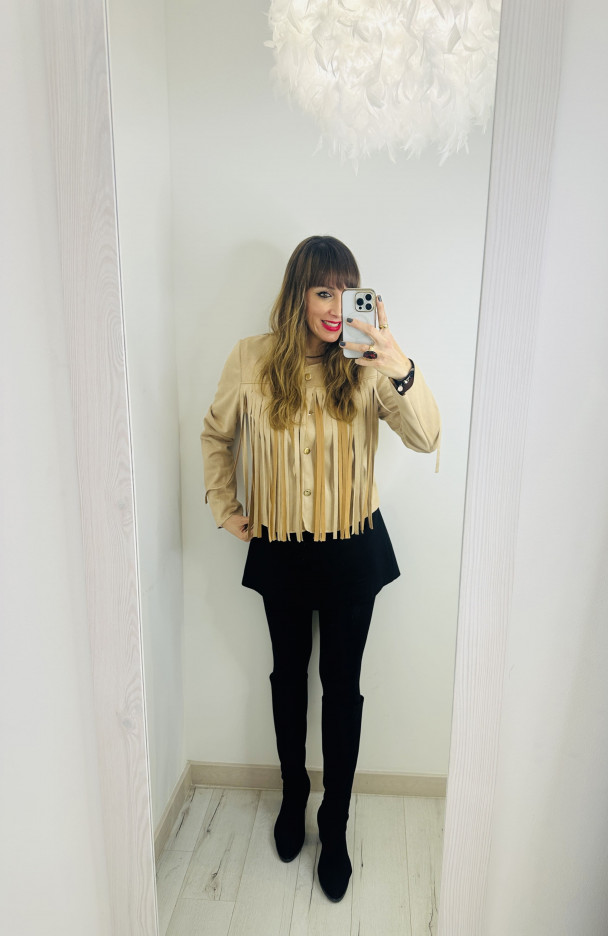 CHAQUETA EFECTO ANTE BEIGE