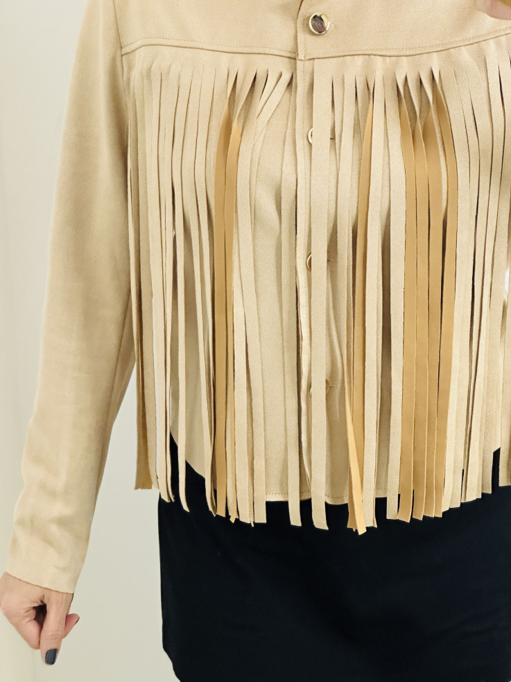 CHAQUETA EFECTO ANTE BEIGE