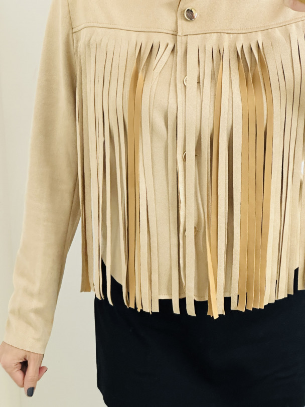 CHAQUETA EFECTO ANTE BEIGE