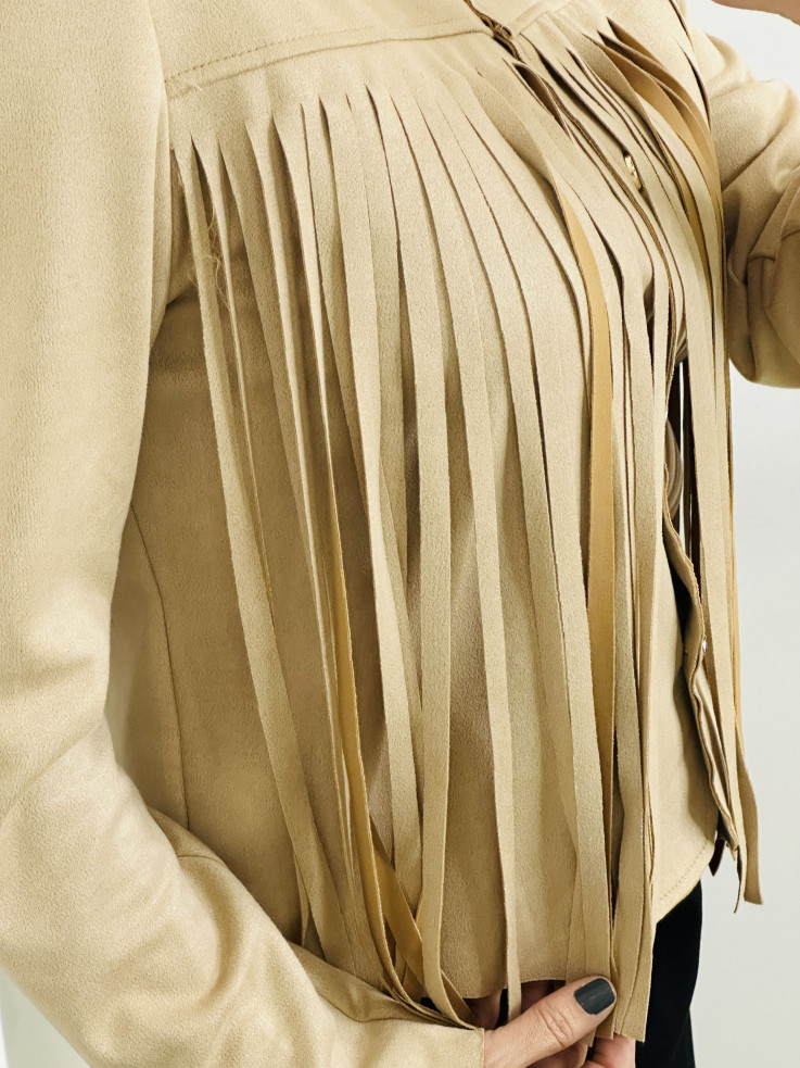 CHAQUETA EFECTO ANTE BEIGE