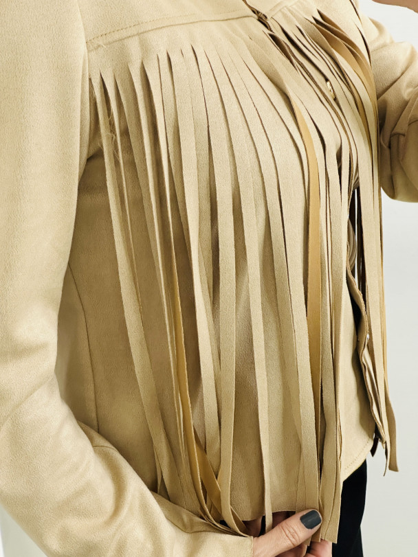 CHAQUETA EFECTO ANTE BEIGE