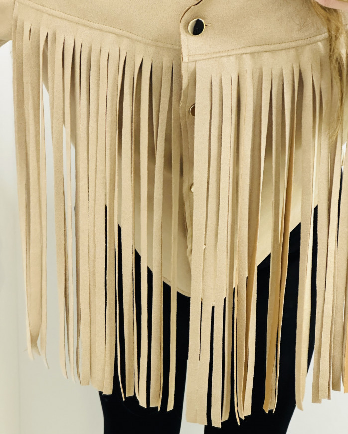 CHAQUETA EFECTO ANTE BEIGE