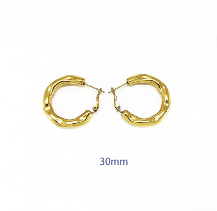 PENDIENTES GOLD ARO ONDULADO 30 MM