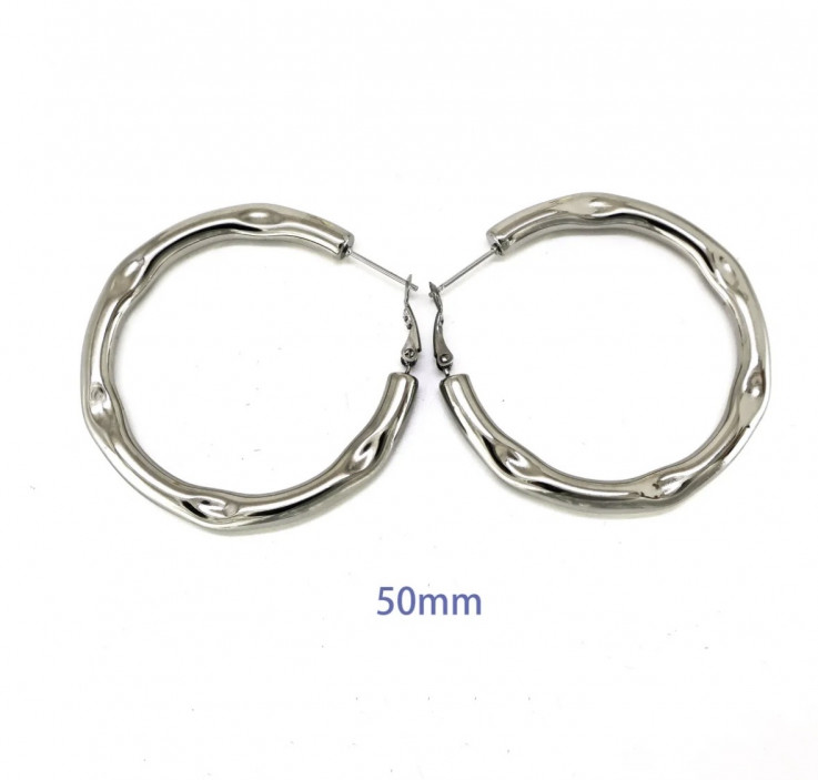 PENDIENTES SILVER ARO ONDULADO 50 MM