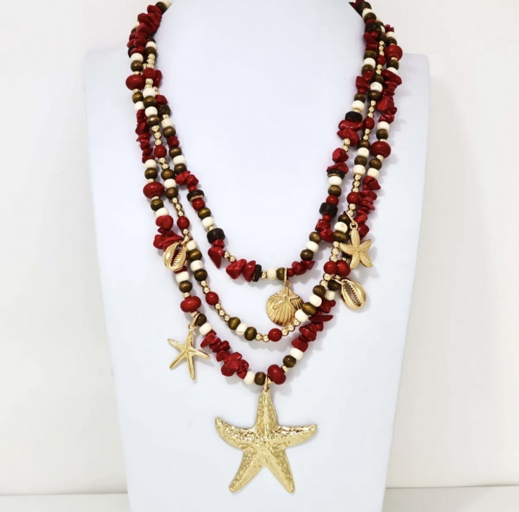 COLLAR NIVELES CONJUNTO ROJO
