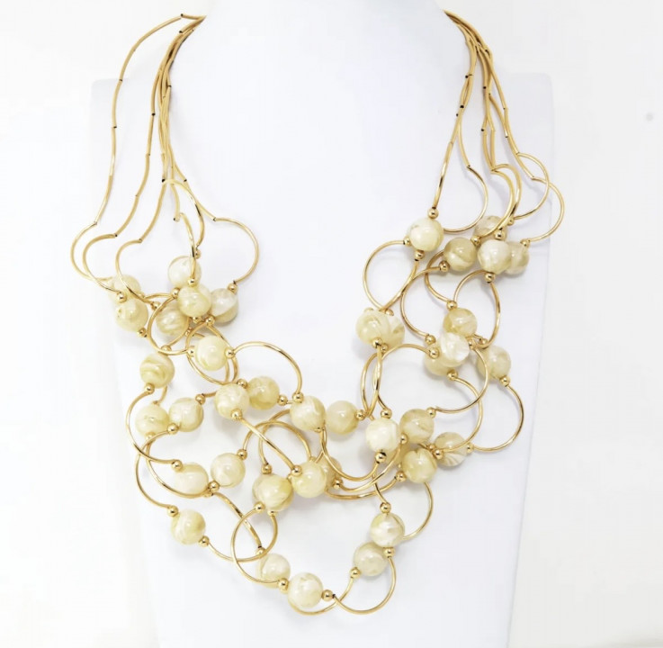 COLLAR VOLUMEN GOLD & BEIGE