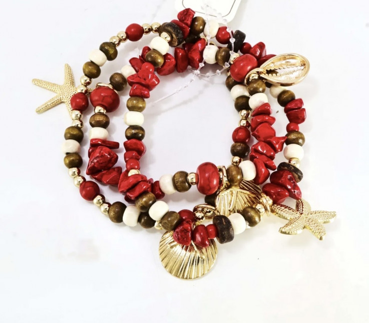 PULSERA TRIPLE RED SEA
